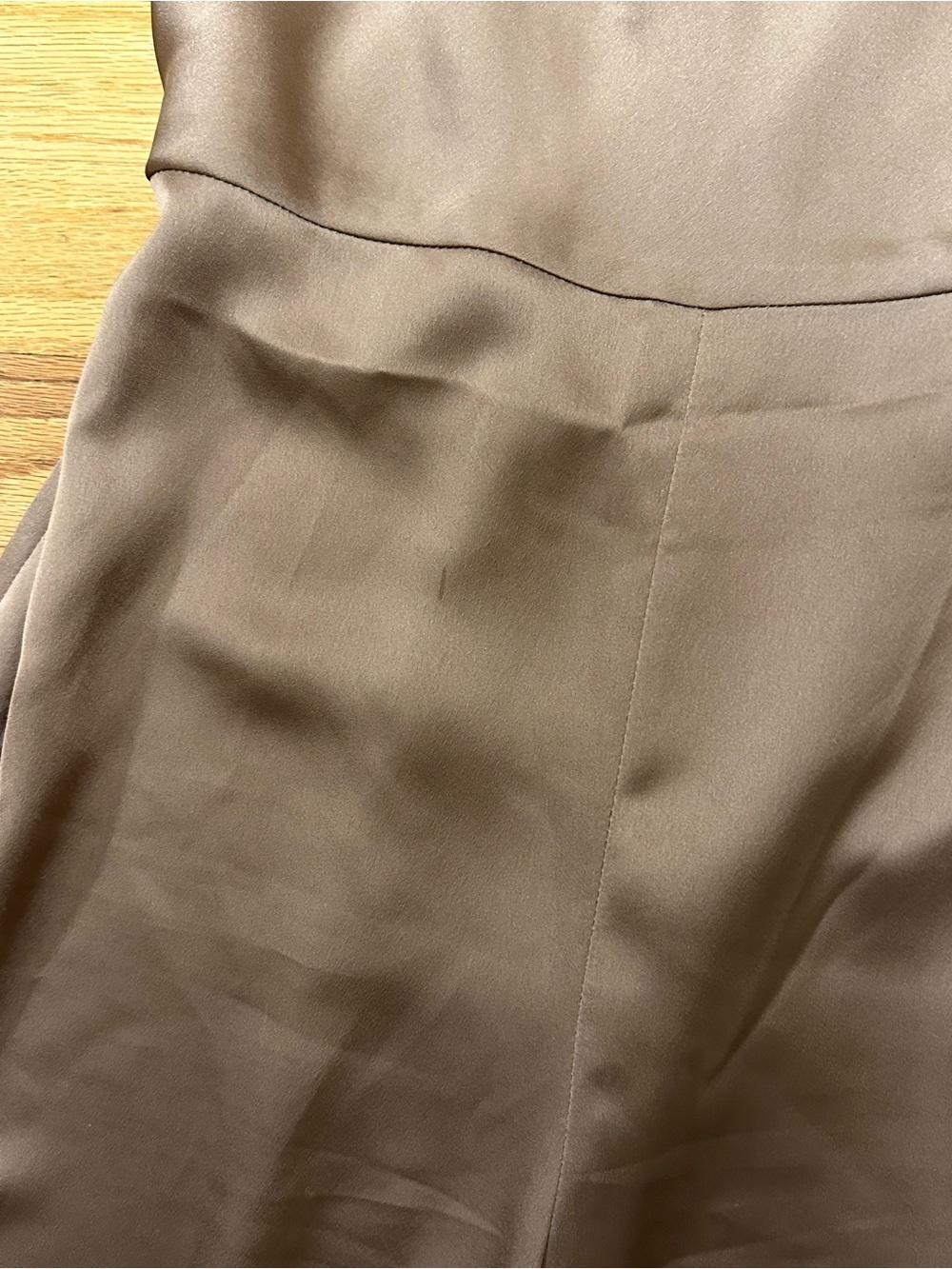 Abercrombie & Fitch Tan Gold Satin Spaghetti-Strap Wide-Leg Jumpsuit - Picture 4 of 5